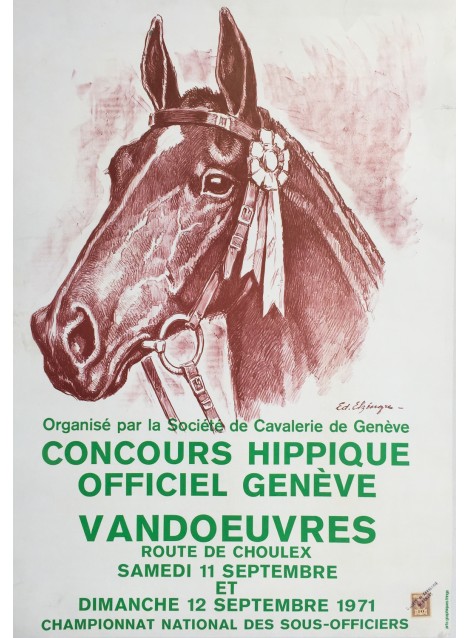 Edouard Elzingre. Concours hippique officiel Genève. Vandoeuvres. 1971.