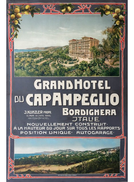 Gand Hôtel du Cap Ampeglio, Bordighera. Vers 1905.