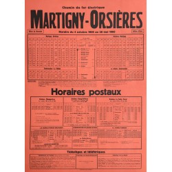 Horaire Martigny - Orsières. 1959.