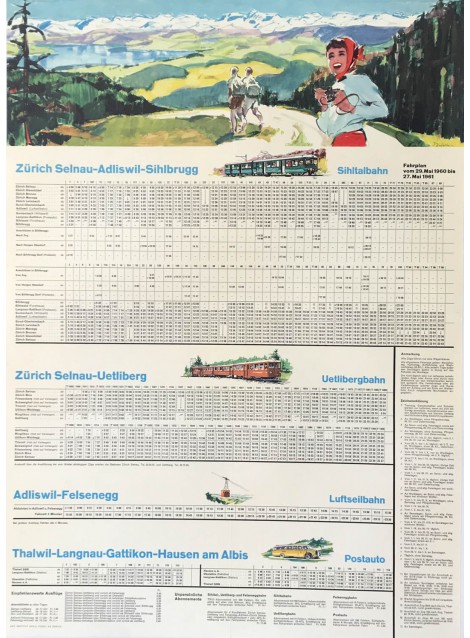 Rolf Gfeller. Zürich - Selnau usw. Fahrplan. 1960.