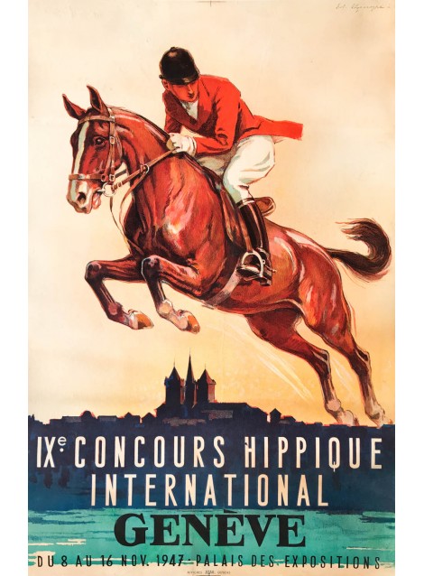Edouard Elzingre. IXe Concours hippique international Genève. 1947.