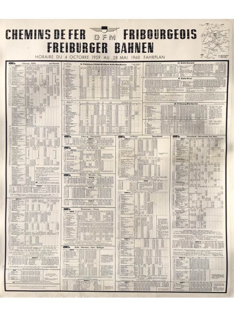 Chemins de fer fribourgeois. Freiburger Bahnen. 1959.