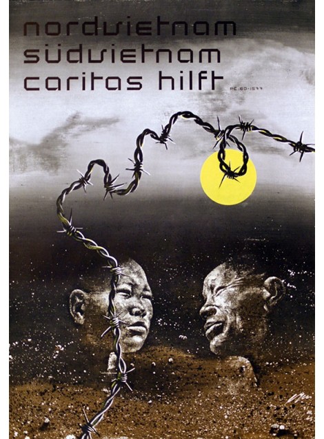 Hans Erni. Nordvietnam Südvietnam, Caritas hilft. 1968.