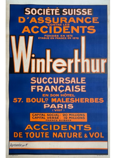 Winterthur. Succursale française. Paris. 1929.