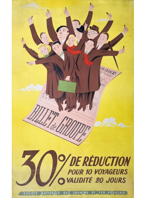 Alliance graphique. SNCF Billet de groupe. 1947.