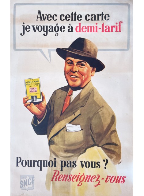 Starr. SNCF Carte demi-tarif. 1951.