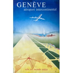 Walter Mahrer. Genève, Aéroport. DEUX AFFICHES. 1949 et 1958.