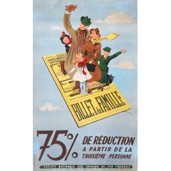 Alliance graphique. SNCF Billet de famille. 1947.
