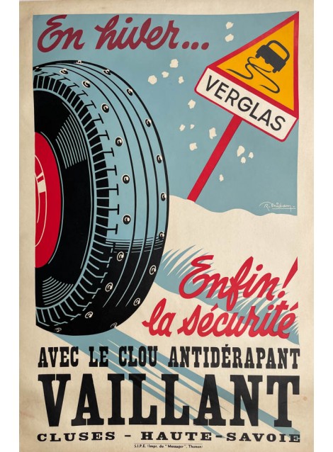 Rodolphe Michaud. Avec le clou antidérapant Vaillant, Cluses. Vers 1950.