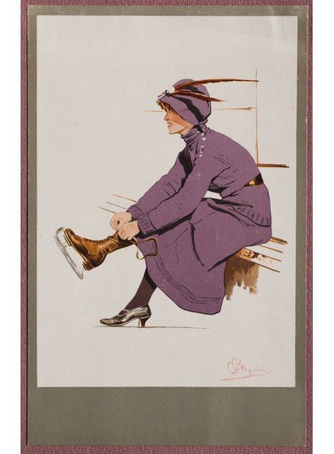 La jolie patineuse. Carlo Pellegrini. Vers 1900.