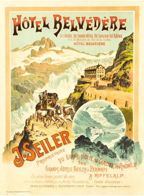 Hôtel Belvédère Seiler, Furka. Vers 1895.