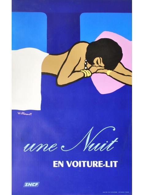 Bernard Villemot. SNCF, Une nuit en voiture-lit. 1973