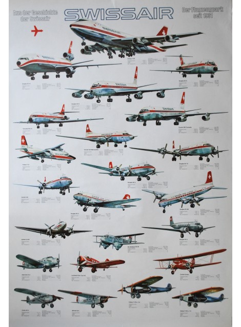 Swissair. Der Flugzeugpark seit 1931. Vers 1975.