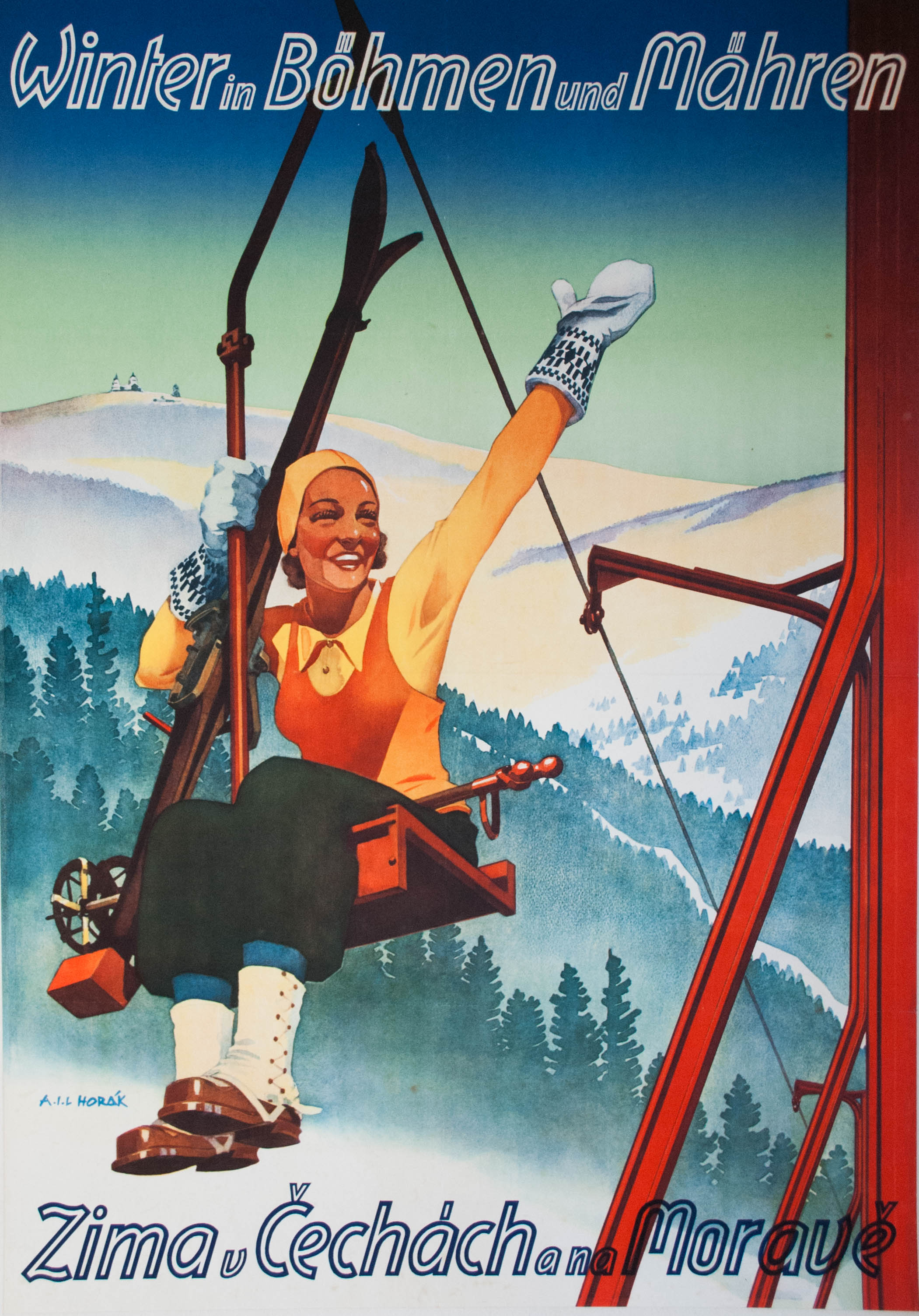 Affiche ancienne sport d'hiver